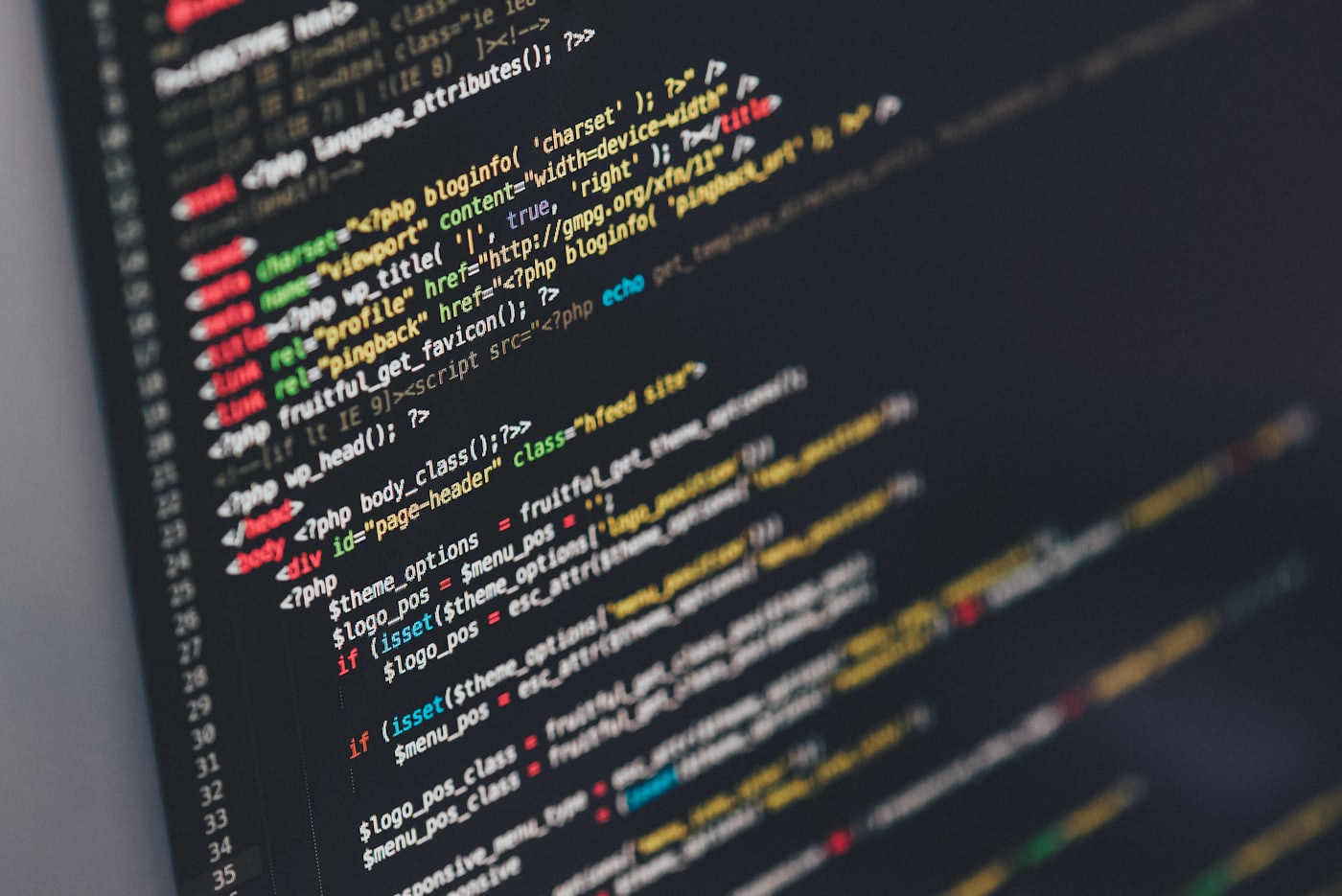 Code on screen